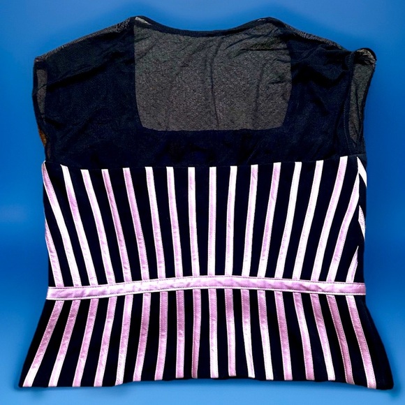 Sissy CD Joseph Ribkof Bustier Top mesh pink and black stripes with bow size 12 - Picture 5 of 6